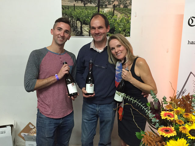 Patrick Doyle, from left, David and Johana Platt share their Chene wines from the Edna Valley.